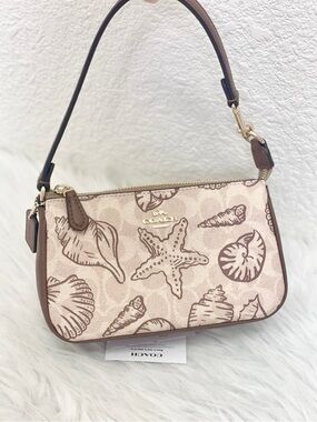 NWT Coach Nolita 19 With Shell Print Signature Canvas CBK79 Gold/Sand Multi